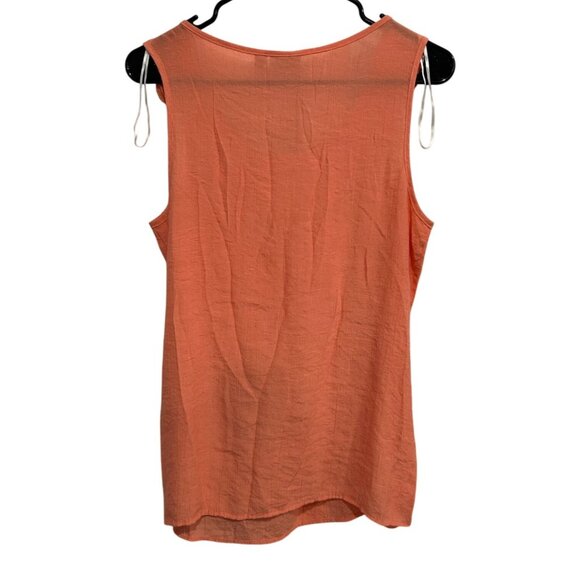 Kim Rogers Coral Sleeveless Top Crochet Neckline Detail Size Medium - Picture 2 of 9